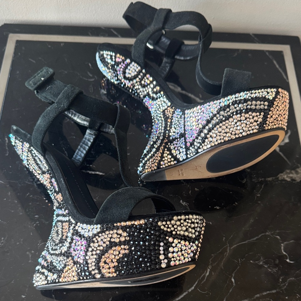 Giuseppe Zanotti Jem RARE fetish Black and Multicolor Embellished Platforms 38.5 - Picture 7 of 7